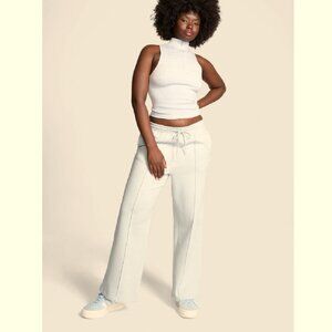 PINK Victoria's Secret Yellow Wide Leg Ivy Fleece Sweatpants In Size XXL NWT